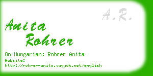 anita rohrer business card